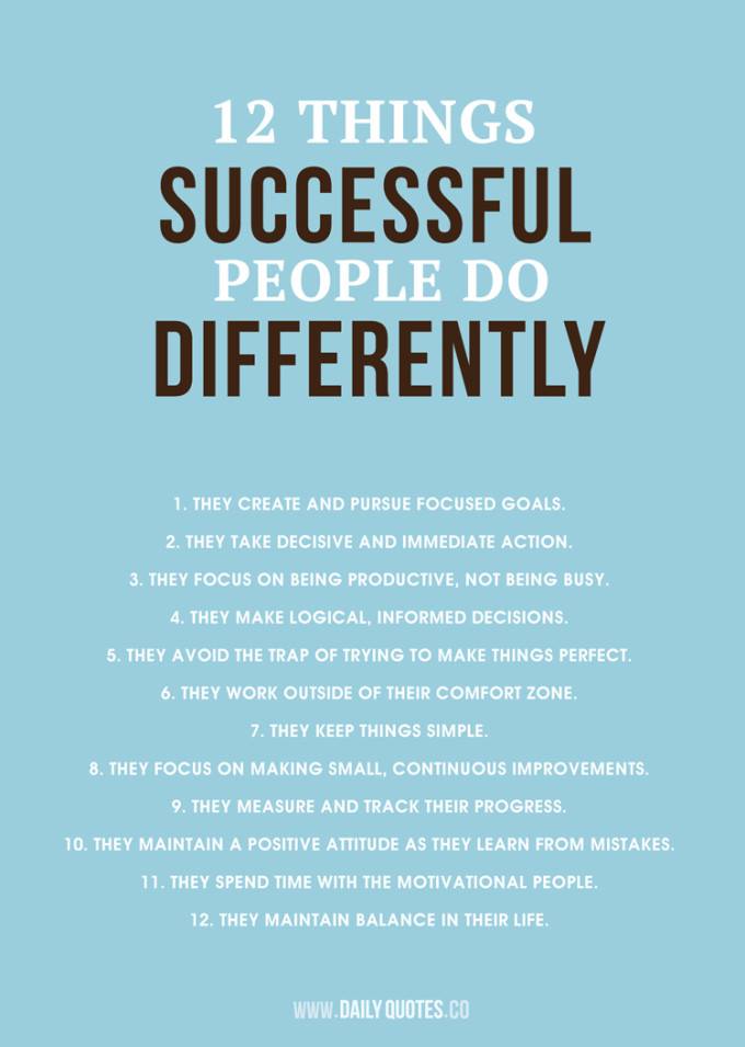 12 Вещей, которые успешные люди делают по-другому.